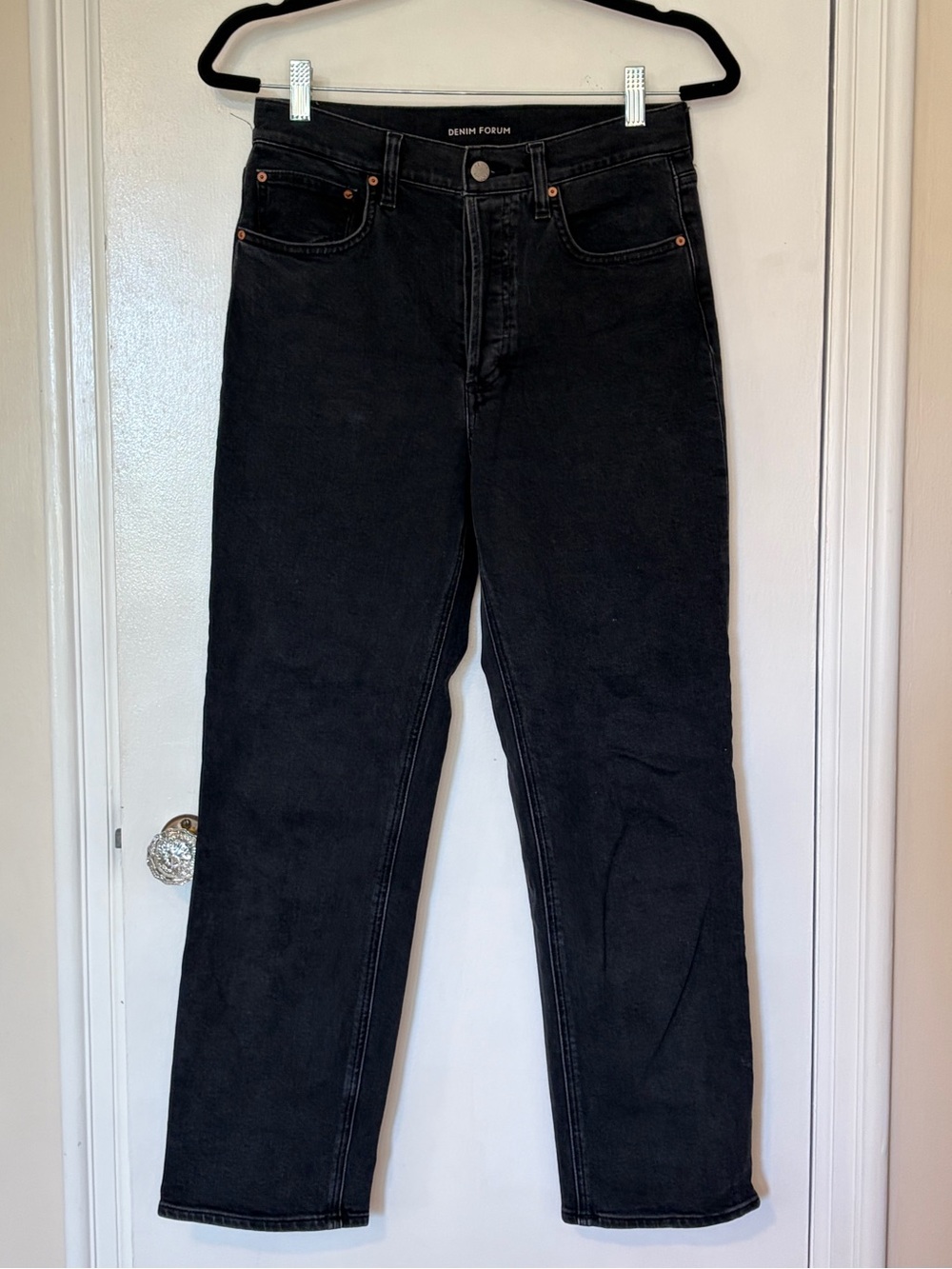 Denim Forum Black Straight-Leg Jeans